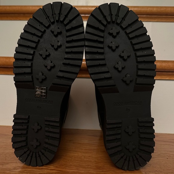 Good American Black Leather Chelsea Combat Lug Boots 6.5 - Picture 11 of 17